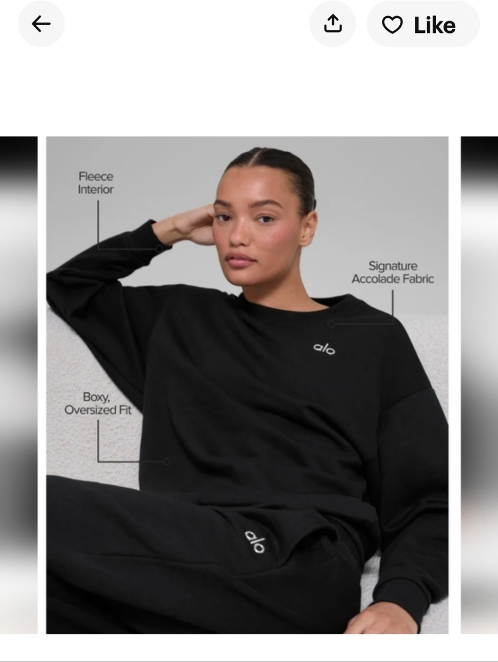Alo Women's Yoga Accolade Black Crewneck Sweatshirt Size Small - Picture 10 of 10
